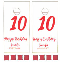 10th birthday add name date year red template