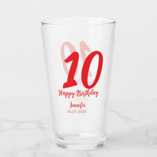 10th birthday add name date year red template glass