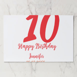 10th birthday add name date year red template  paper pad