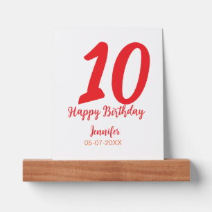 10th birthday add name date year red template  picture ledge
