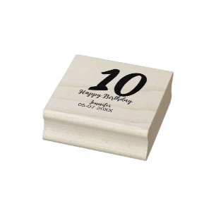 10th birthday add name date year red template rubber stamp
