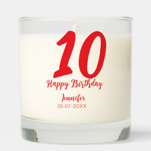 10th birthday add name date year red template  scented candle
