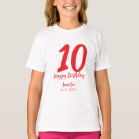 10th birthday add name date year red template 