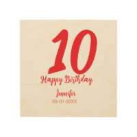 10th birthday add name date year red template