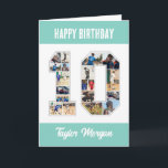 10th Birthday Anniversary Number 10 Photo Collage Card<br><div class="desc">Celebrate 10th birthday or wedding anniversary with this printable photo collage. Choose your favorite photos for display. Customize the name, text and date to fit your occasion. This will be a lovely keepsake with personalized message to look back on with family and friends. If you need any other number as...</div>