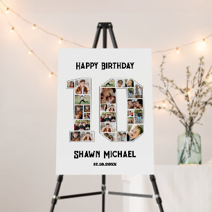 10th Birthday Anniversary Number 10 Photo Collage Foam Board