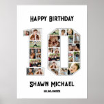 10th Birthday Anniversary Number 10 Photo Collage Poster<br><div class="desc">Celebrate 10th birthday or wedding anniversary with this printable photo collage. Choose your favorite photos for display. Customize the name, text and date to fit your occasion. This will be a lovely keepsake with personalized message to look back on with family and friends. If you need any other number as...</div>