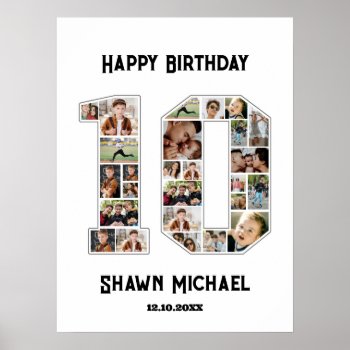 10th Birthday Anniversary Number 10 Photo Collage Poster by raindwops at Zazzle