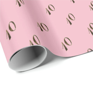 10th Birthday Anniversary Pink Gold Number 10 Wrapping Paper