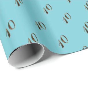 10th Birthday Anniversary Turquoise Gold Number 10 Wrapping Paper