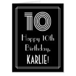 [ Thumbnail: 10th Birthday — Art Deco Inspired Look “10” + Name Card ]