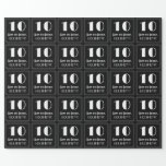 [ Thumbnail: 10th Birthday - Art Deco Inspired Look "10", Name Wrapping Paper ]