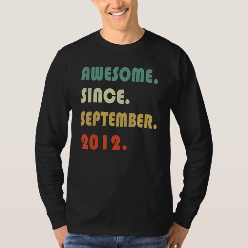 10th Birthday   Awesome Since September 2012 10 Ye T_Shirt