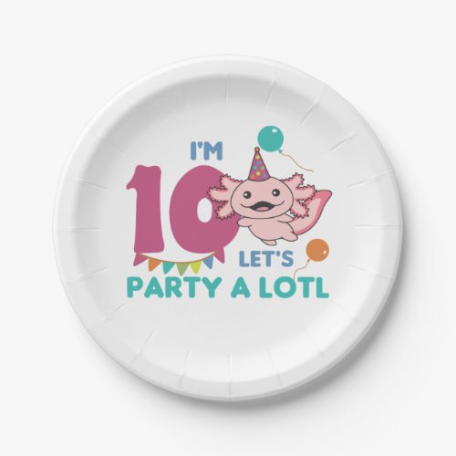 10th Birthday Axolotl Ten Year Old Sweet Axolotls Paper Plates