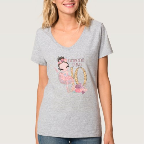 10th Birthday Ballerina Party Dancer Ballet Ten T_Shirt