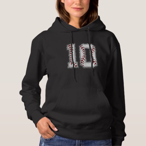 10th Birthday Baseball Big Number 10 Year Old Boy  Hoodie