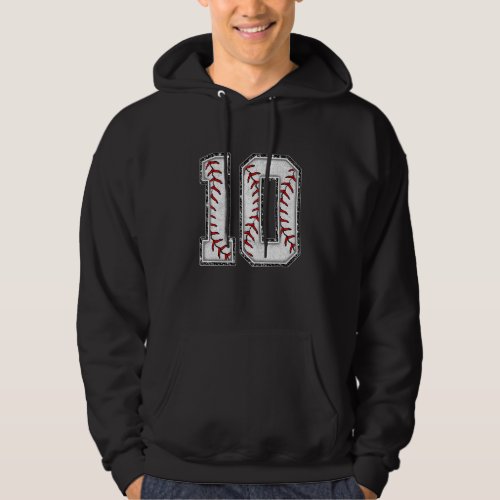 10th Birthday Baseball Big Number 10 Year Old Boy  Hoodie