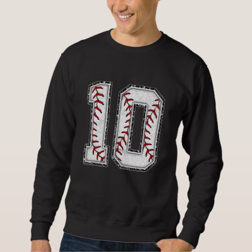 10th Birthday Baseball Big Number 10 Year Old Boy  Sweatshirt