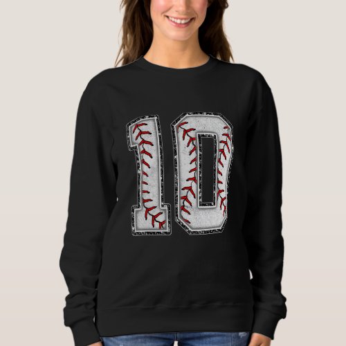 10th Birthday Baseball Big Number 10 Year Old Boy  Sweatshirt