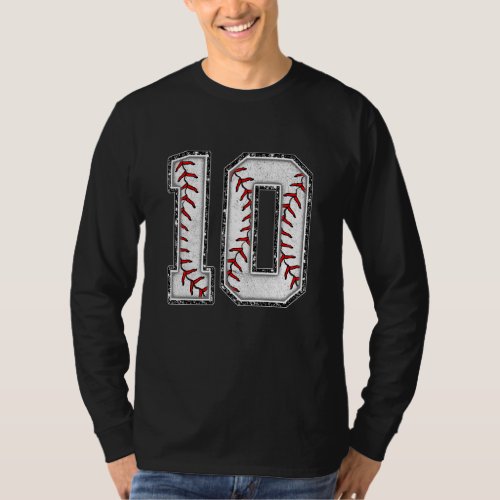 10th Birthday Baseball Big Number 10 Year Old Boy  T_Shirt