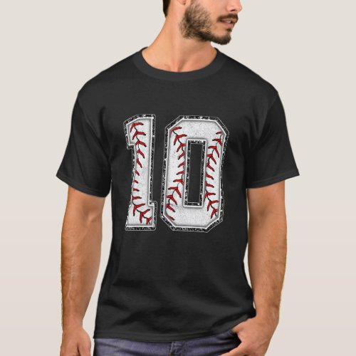 10th Birthday Baseball Big Number 10 Year Old Boy  T_Shirt