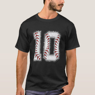 10th Birthday Baseball Big Number 10 Year Old Boy  T-Shirt
