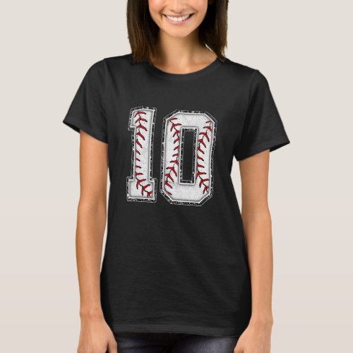 10th Birthday Baseball Big Number 10 Year Old Boy  T_Shirt