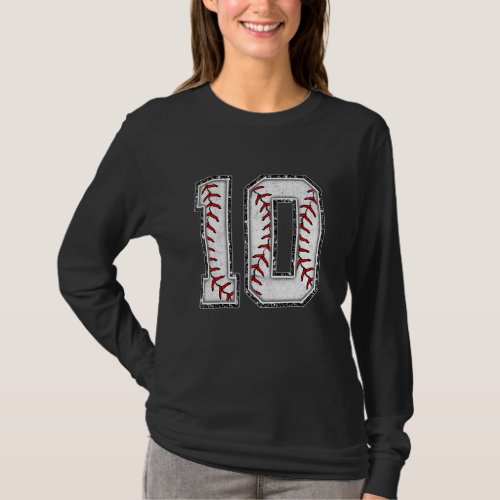 10th Birthday Baseball Big Number 10 Year Old Boy  T_Shirt