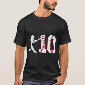 10th Birthday Baseball Big Number Ten 10 Year Old T-Shirt