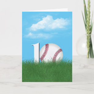 10th Birthday Baseball In Green Grass Card