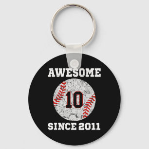 10th Birthday Baseball Lover Gift 10 Years Old Vin Keychain