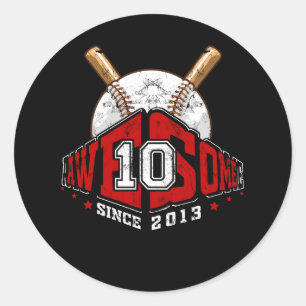 10th Birthday Baseball Player 10 Years Old Vintage Classic Round Sticker