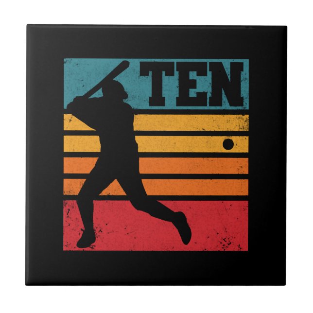 10th Birthday Baseball Softball Ceramic Tile (Front)
