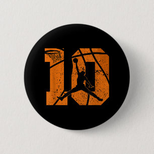 10th Birthday Basketball 10 Yr Bday Party 10yr Ten Button