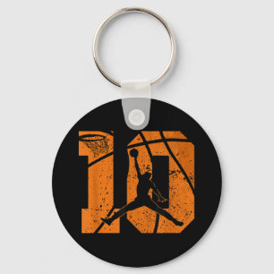 10th Birthday Basketball 10 Yr Bday Party 10yr Ten Keychain
