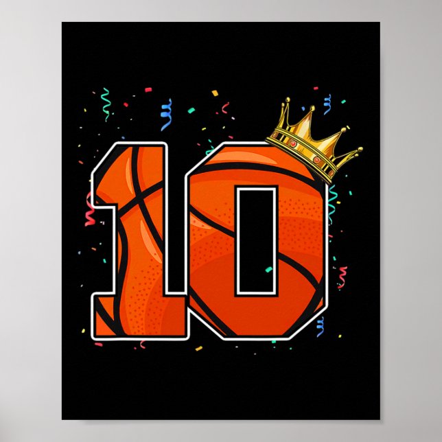 10th Birthday Basketball Big Number 10 Year Old Bo Poster (Front)