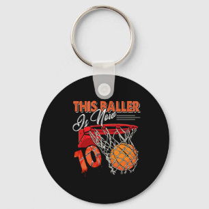 10th Birthday Basketball Fun 10 Years Old Kids Gi Keychain