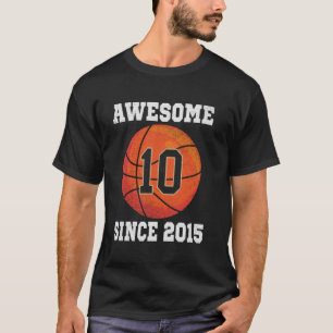 10th Birthday Basketball Lover 10 Years Old Vintag T-Shirt