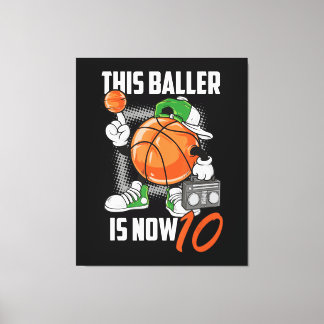 10th Birthday Basketball Player Funny 10 Years Old Canvas Print