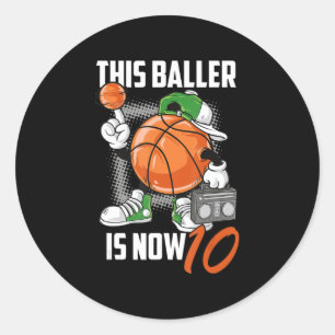 10th Birthday Basketball Player Funny 10 Years Old Classic Round Sticker