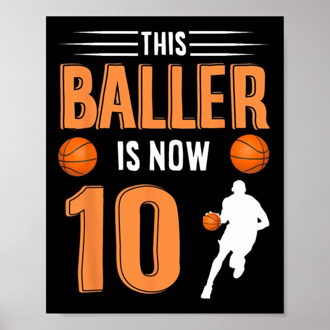 10th Birthday Basketball This Baller Is Now 10  Poster (Front)
