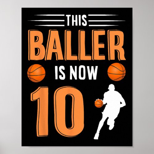 10th Birthday Basketball This Baller Is Now 10  Poster