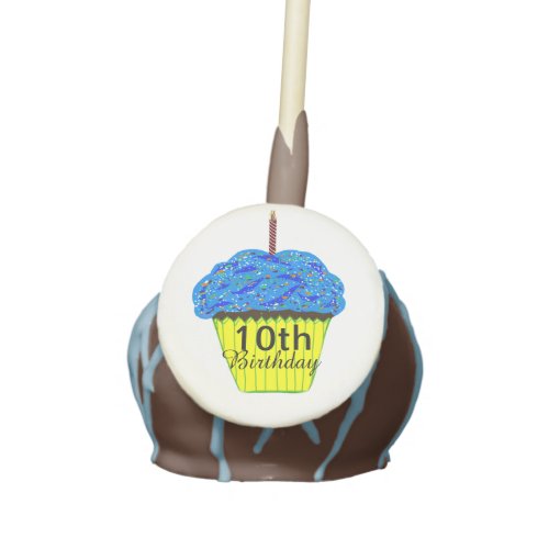 10th Birthday Blue Frosting Cupcake Cake Pops