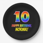 [ Thumbnail: 10th Birthday: Bold, Fun, Simple, Rainbow 10 Paper Plates ]