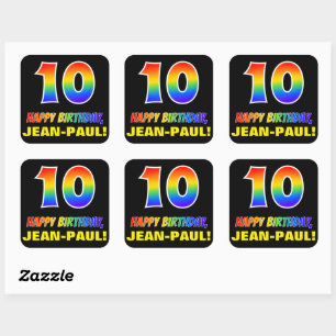 10th Birthday: Bold, Fun, Simple, Rainbow 10 Square Sticker