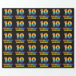 [ Thumbnail: 10th Birthday: Bold, Fun, Simple, Rainbow 10 Wrapping Paper ]