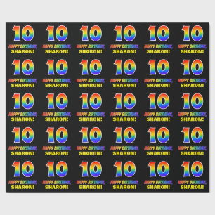 10th Birthday: Bold, Fun, Simple, Rainbow 10 Wrapping Paper
