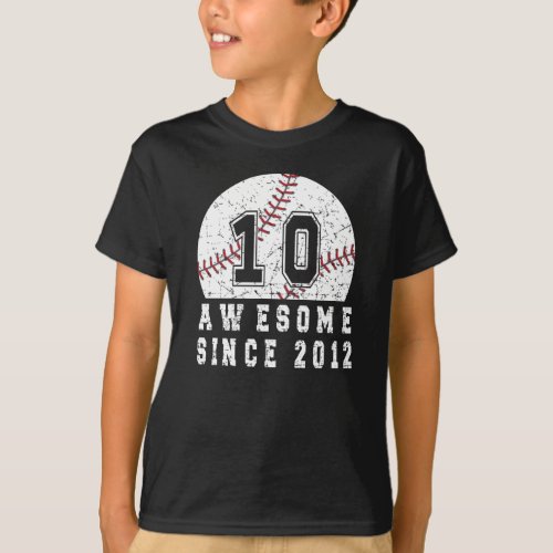 10th Birthday Born In 2012 Baseball Boy 10 Year T_Shirt