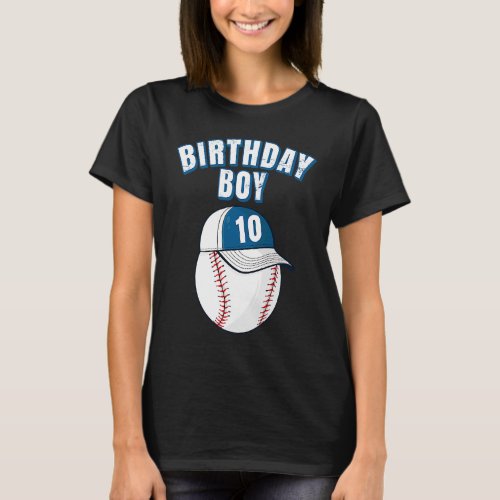 10th Birthday Boy  10 Years Old Baseball Player Bo T_Shirt
