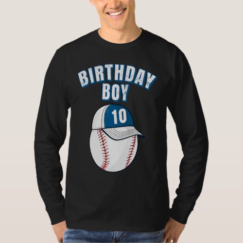10th Birthday Boy  10 Years Old Baseball Player Bo T_Shirt